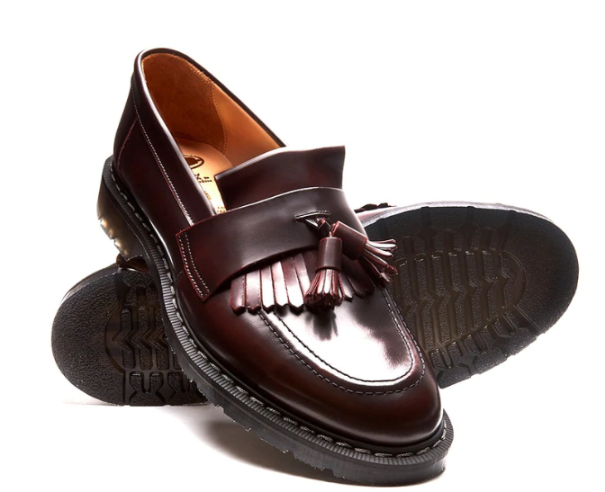 Solovair Burgundy Rub-Off Tassel Loafer
