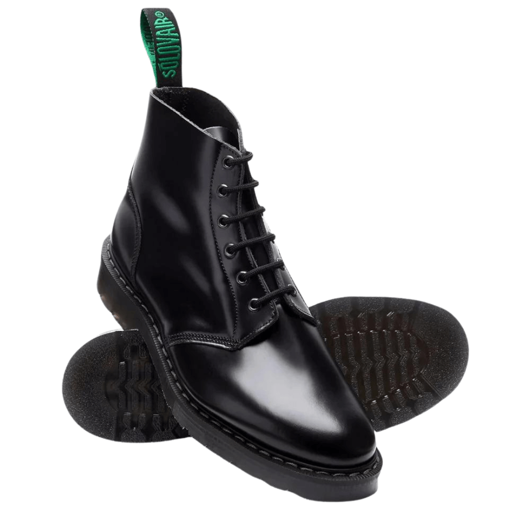 Solovair Black Hi-Shine 6 Eye Astronaut Boot