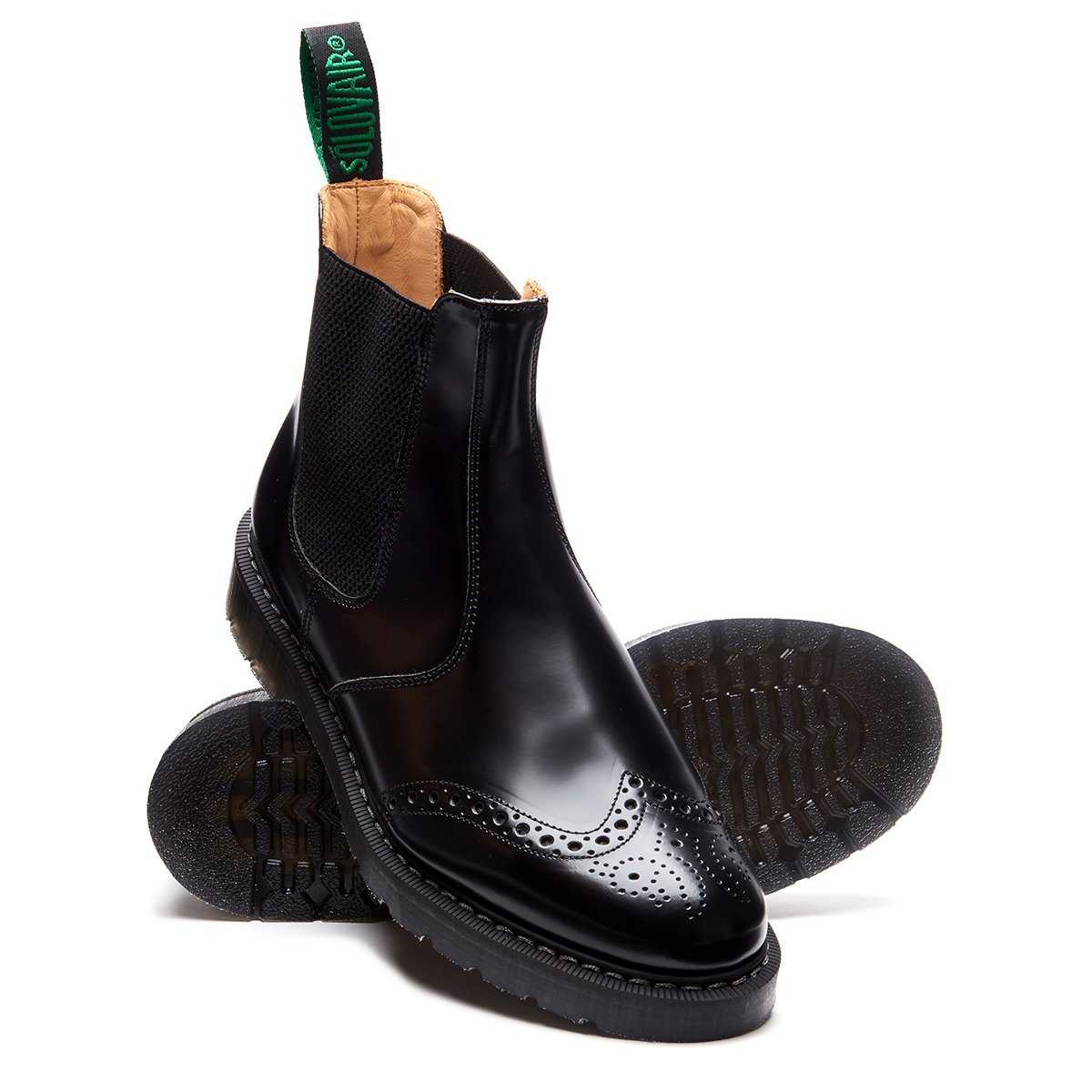 Solovair Classic Black Hi-Shine Punched Dealer Boot