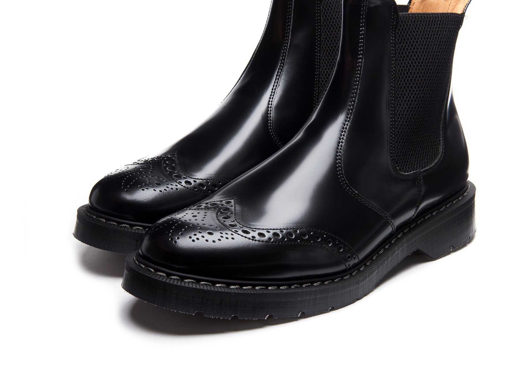 Solovair Classic Black Hi-Shine Punched Dealer Boot