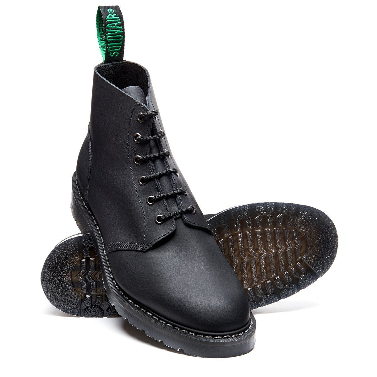 Solovair Black Greasy 6 Eye Astronaut Boot