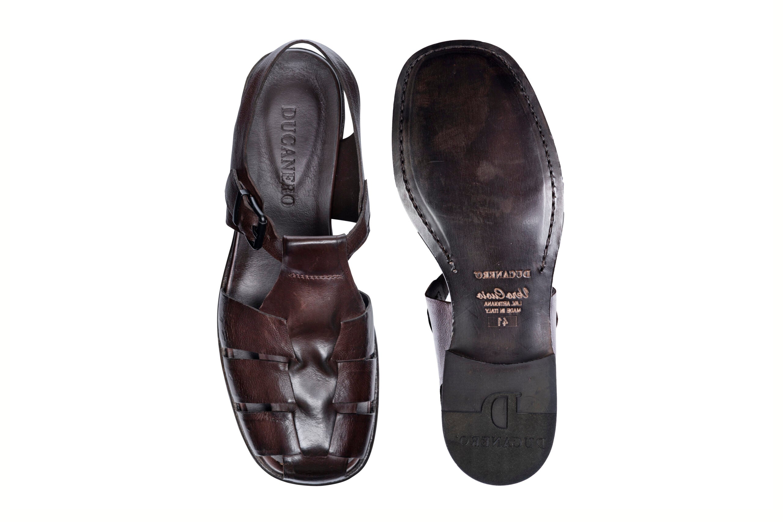 Ducanero rudi odiniai sandalai