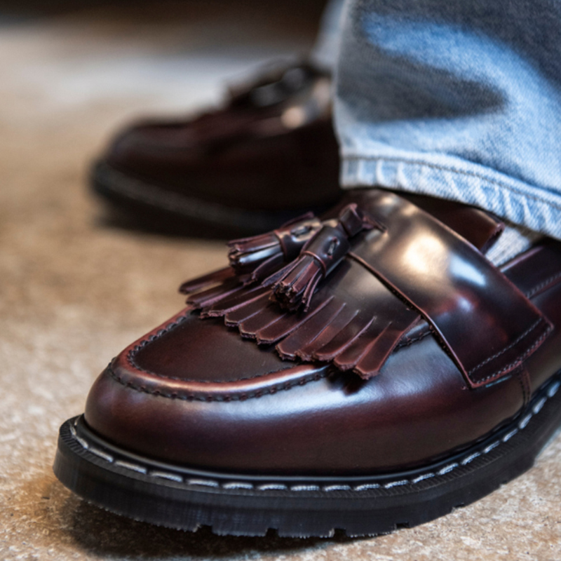 Solovair Burgundy Rub-Off Tassel Loafer