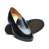 SOLOVAIR Black Hi-Shine Penny Loafer