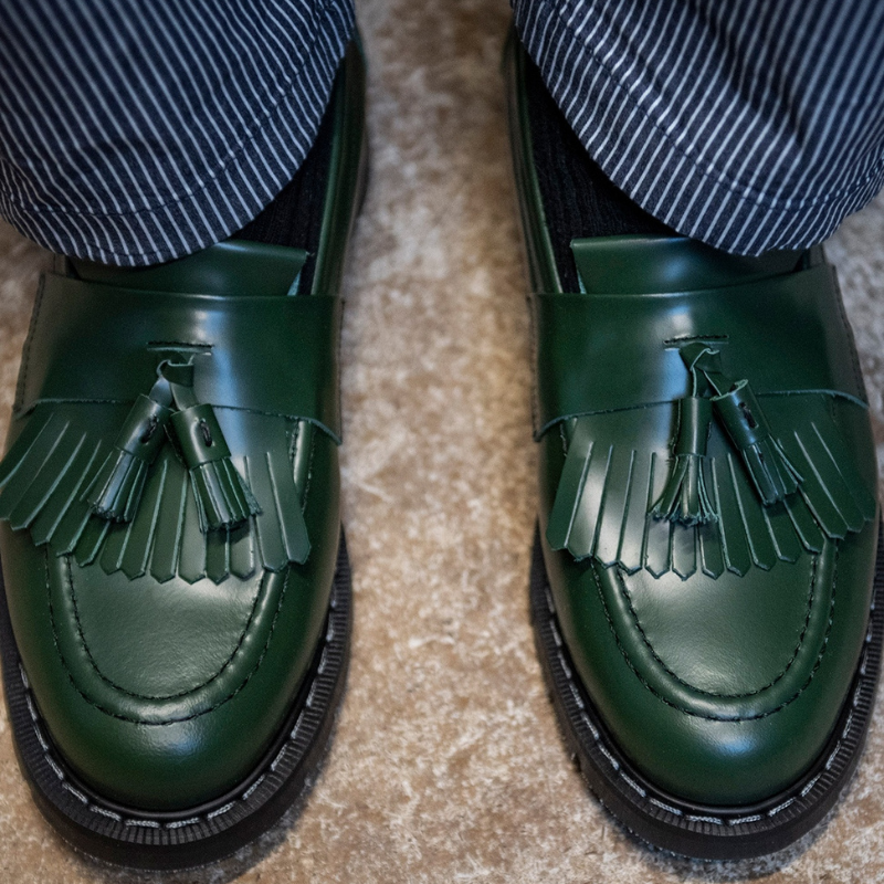 Solovair Green Hi-Shine Tassel Loafer