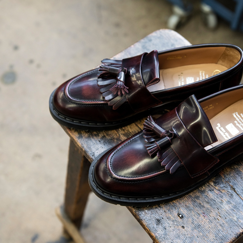 Solovair Burgundy Rub-Off Tassel Loafer