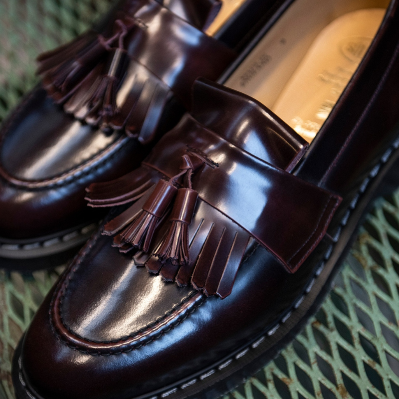 Solovair Burgundy Rub-Off Tassel Loafer