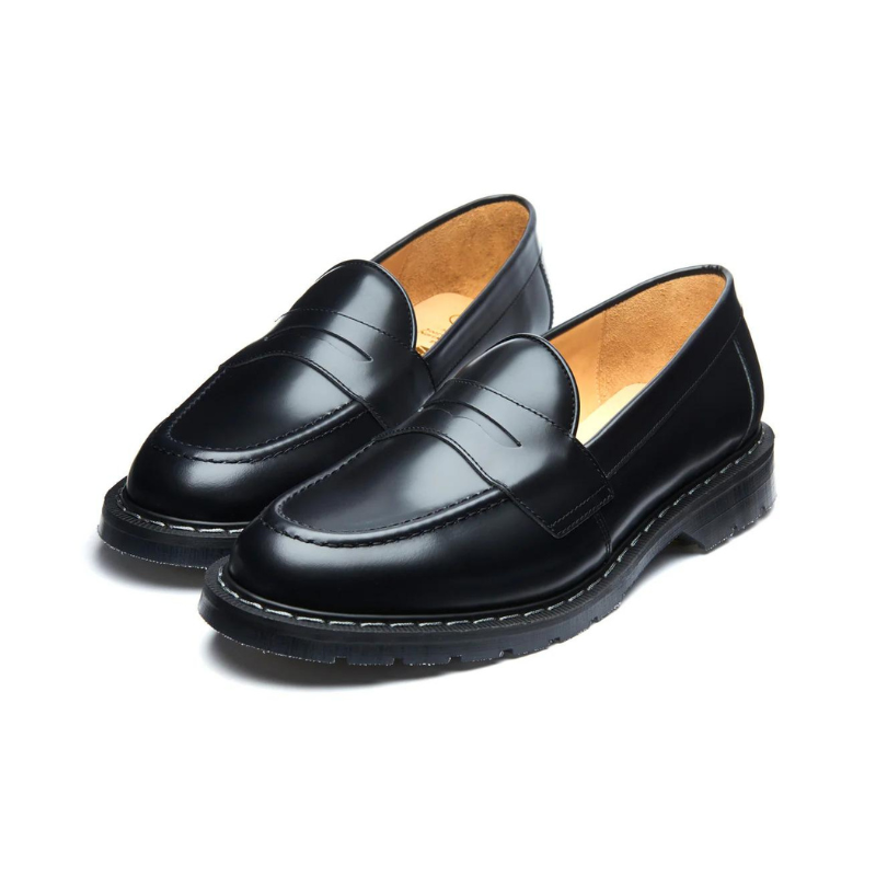 SOLOVAIR Black Hi-Shine Penny Loafer