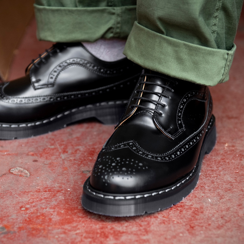 Black Hi-Shine American Brogue Shoe