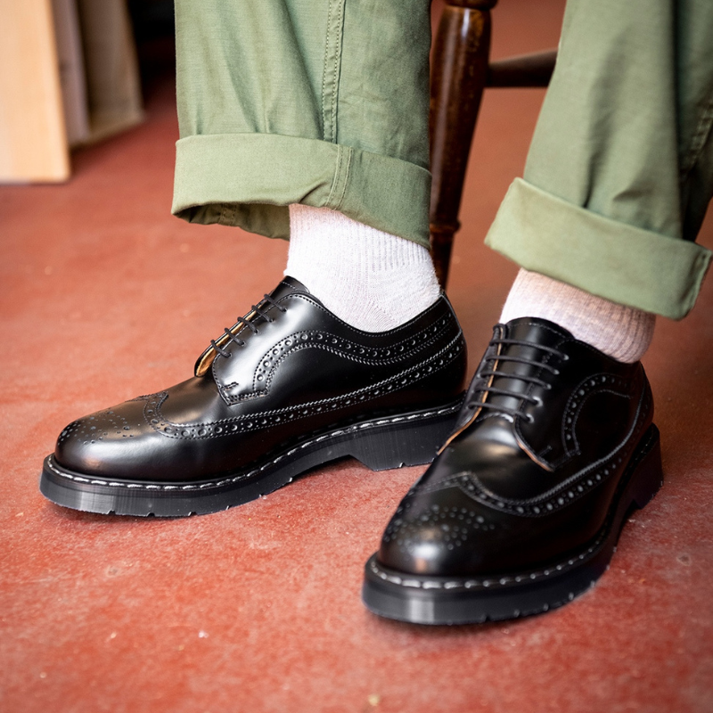 Black Hi-Shine American Brogue Shoe