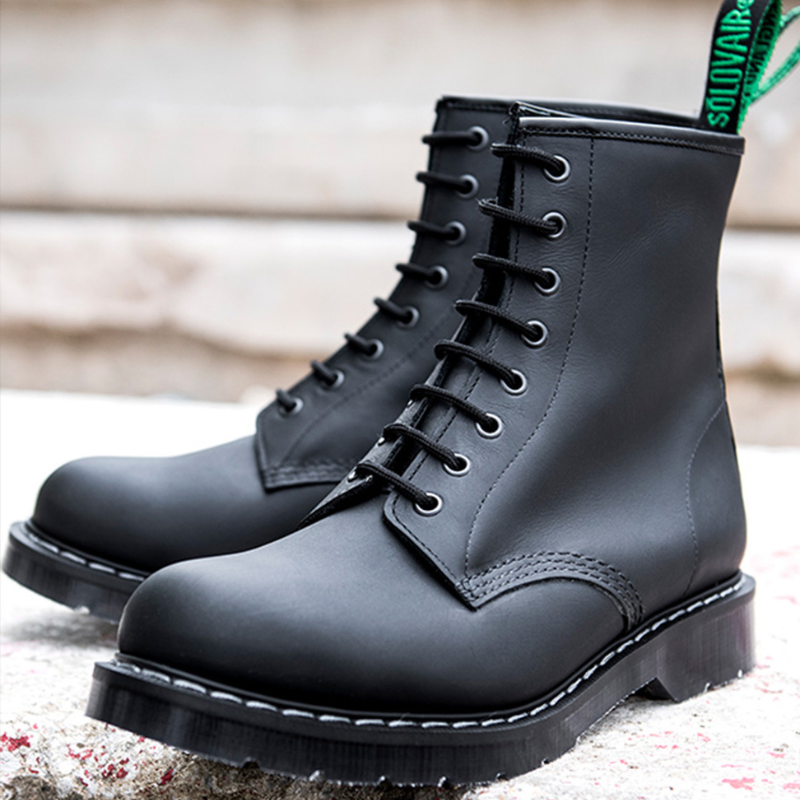 Black Greasy 8 Eye Derby Boot