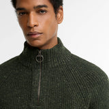 Essentials Fleck Wool Half-Zip Jumper Olive
