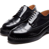Solovair Black Hi-Shine American Brogue Shoe