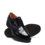Solovair Black Hi-Shine American Brogue Shoe
