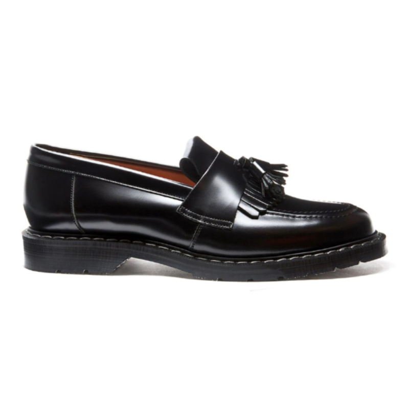 Black Hi-Shine Tassel Loafer