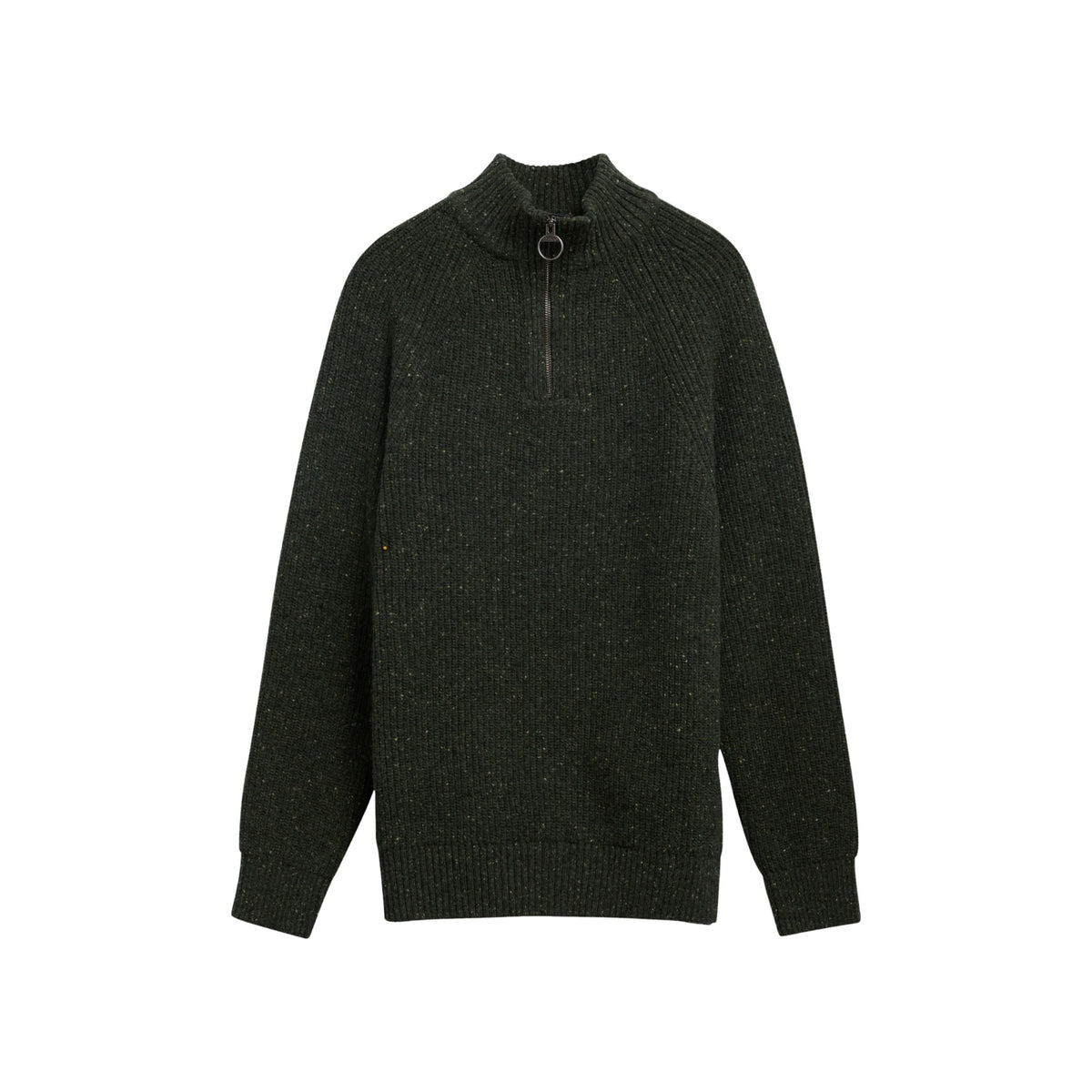 Essentials Fleck Wool Half-Zip Jumper Olive