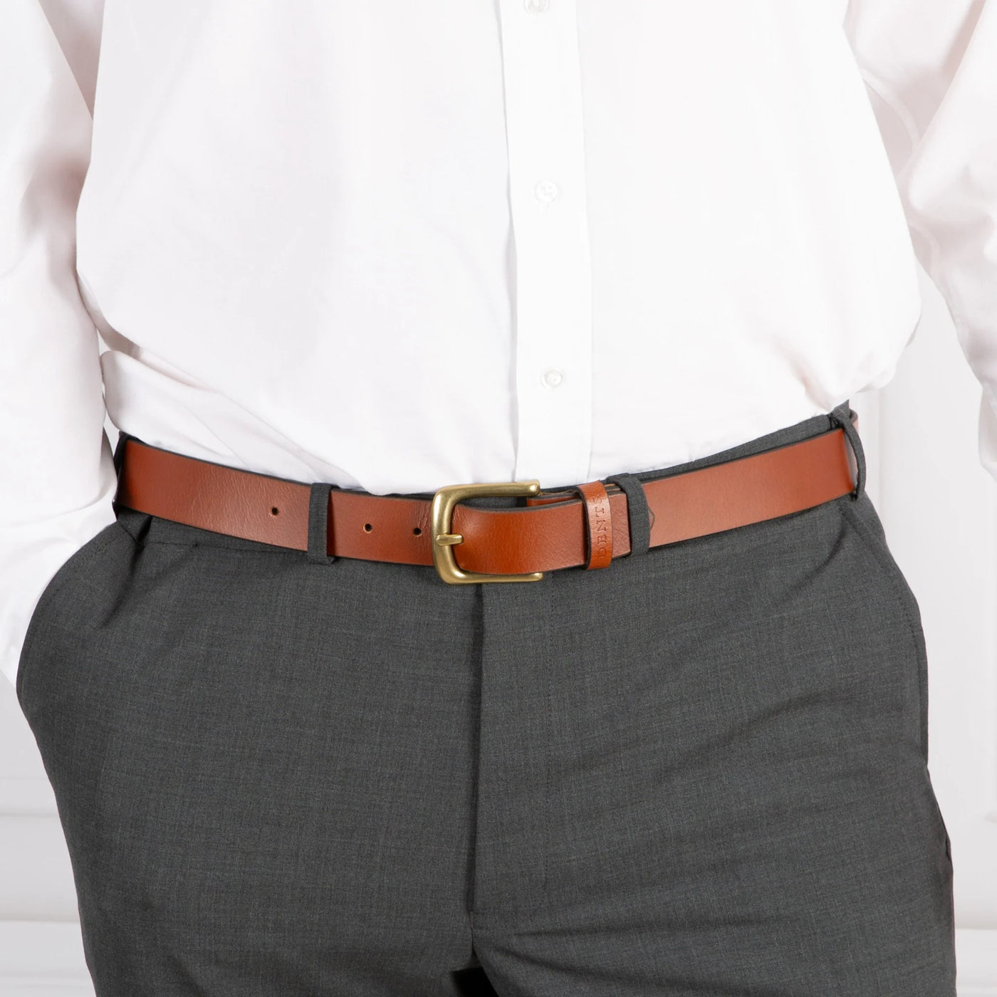 Šviesiai Rudas Smooth Leather Diržas